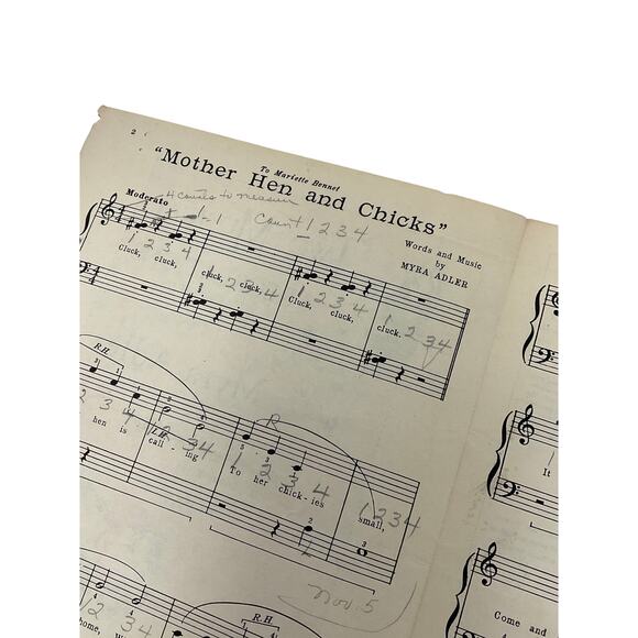 Mother Hen and Chicks Sheet Music Myra Adler 1933 Two Musical Recreations - Picture 3 of 5